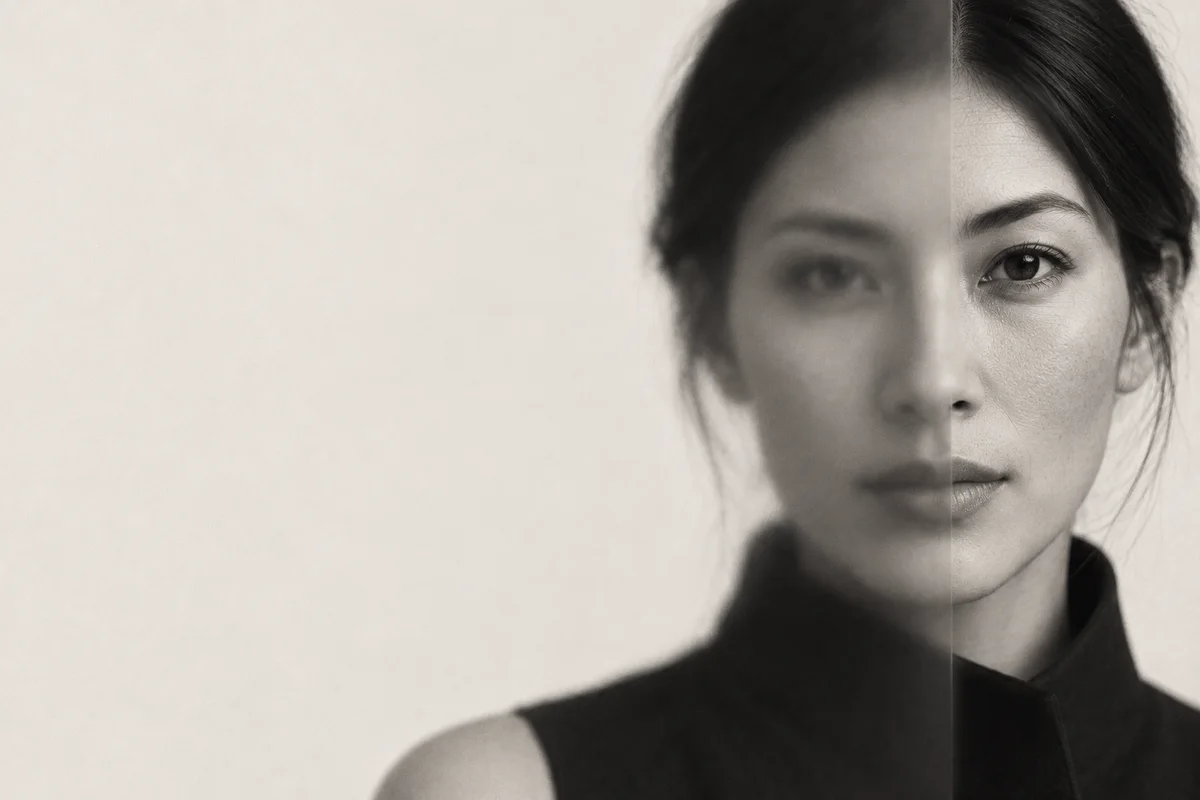 Monochrome editorial portrait, illustrating a clearer picture of health
